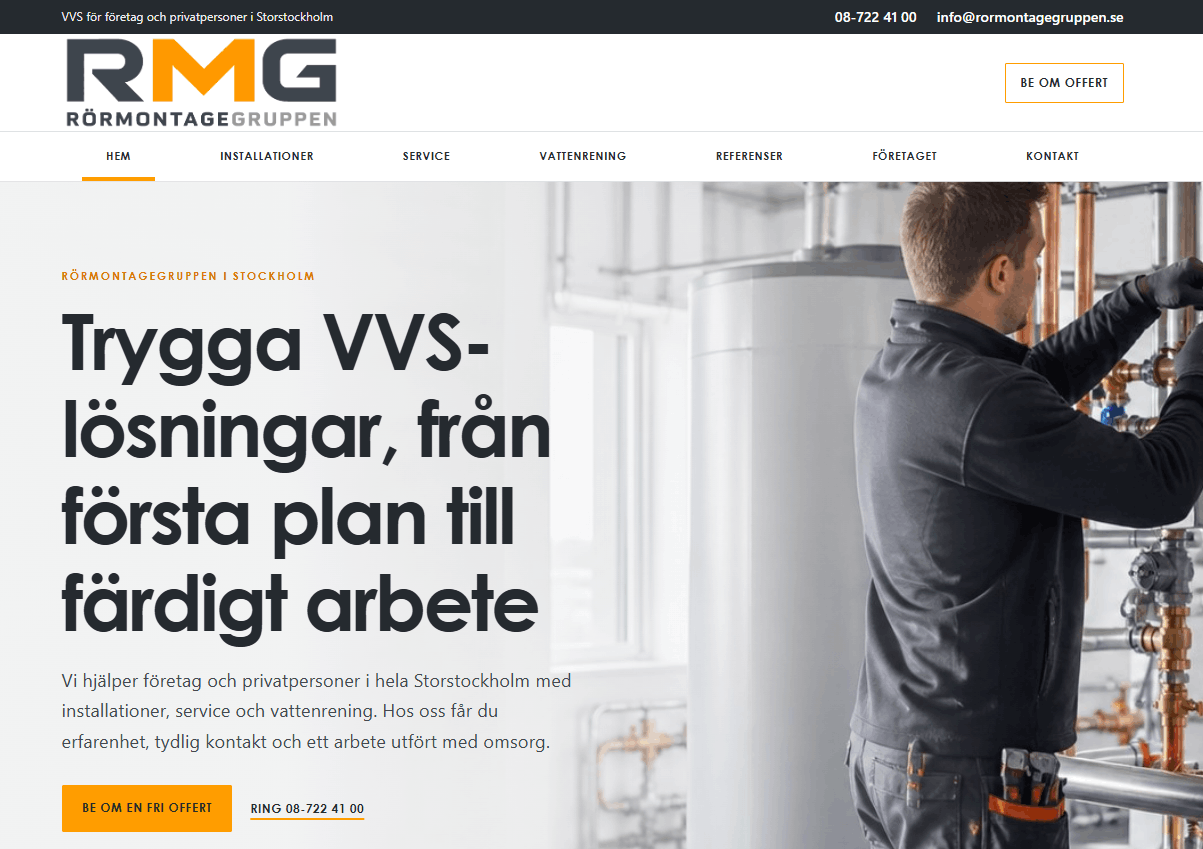 Hemsidan för Rörmontagegruppen